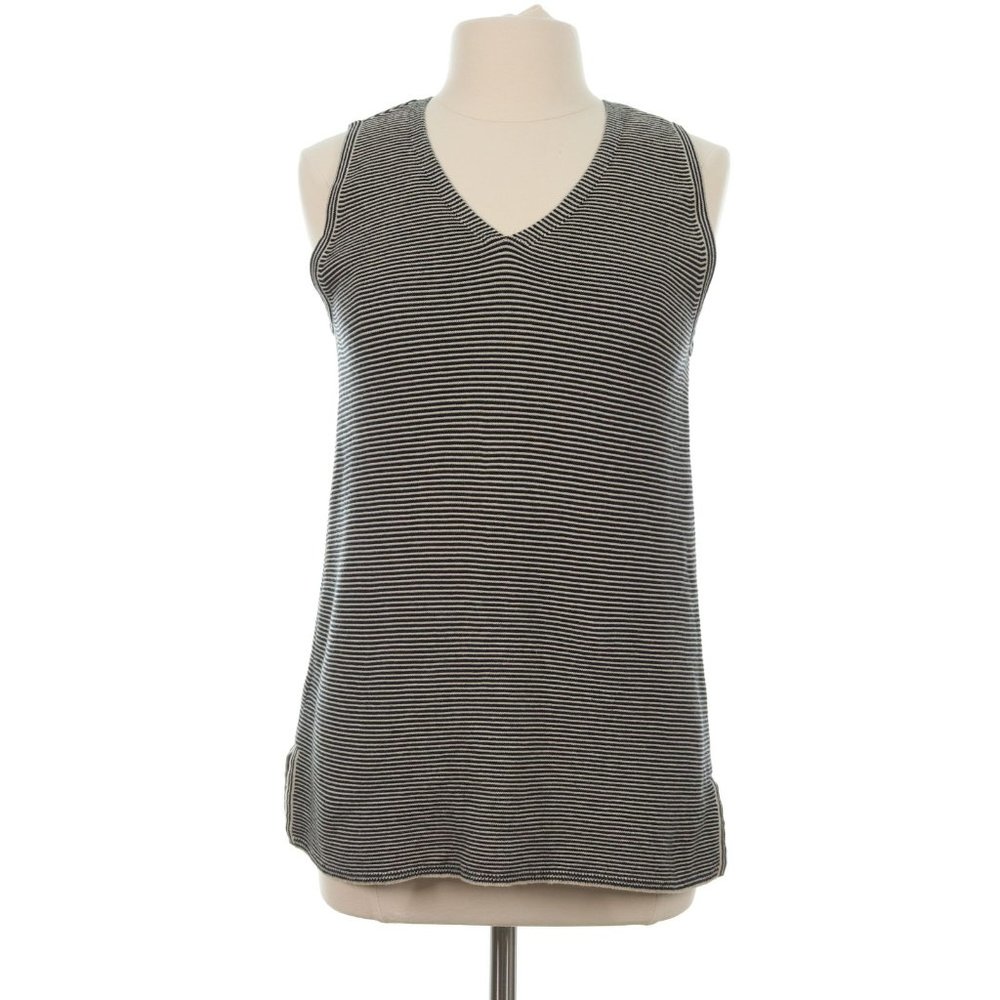 LOFT Women's Tan Striped Knit V-Neck Sleeveless Sweater